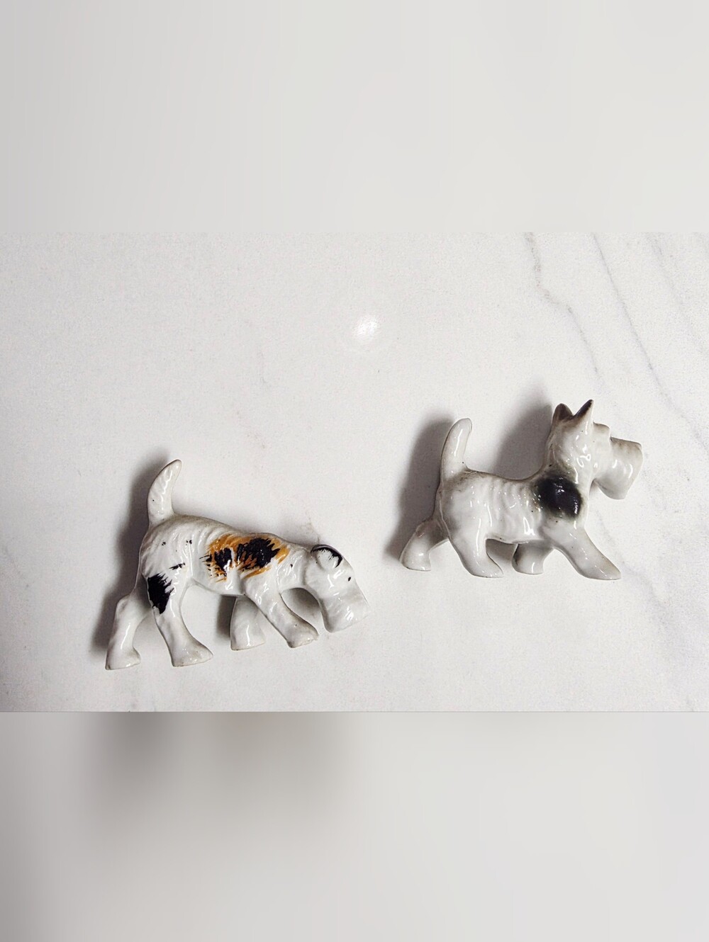 Ceramic Dog Mini Figurine Pair - Airedale Terrier & Schnauzer